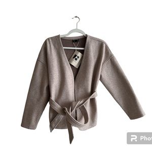 Collarless belted Frank and Oak jacket, new with tags. Removable belt.